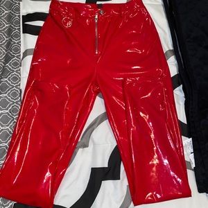 Red Vinyl Pants